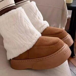 Faux Fur Boot Snow Shoes Fuzzy and Plush Warm Winter